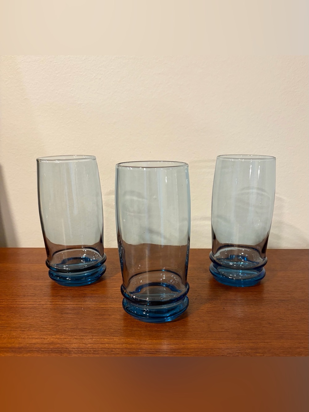 Set of 3 Vintage 6” Anchor Hocking Saturn Blue Tumblers Glasses